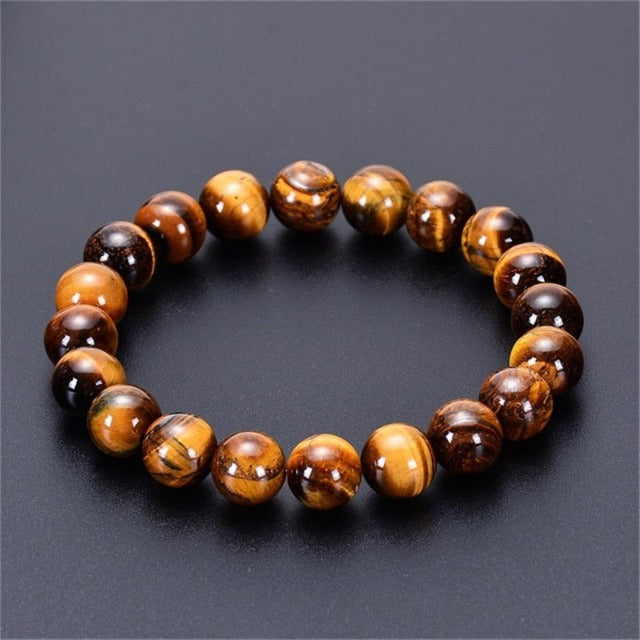 Tiger Eye Chain Bracelet Men Women Protection against Negative Energies, Relaxation, Stress Reduction