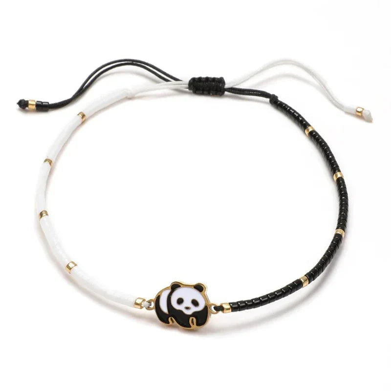 White and Black Rope Panda Bracelet