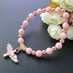 Beaded Bracelet with Pink Cross