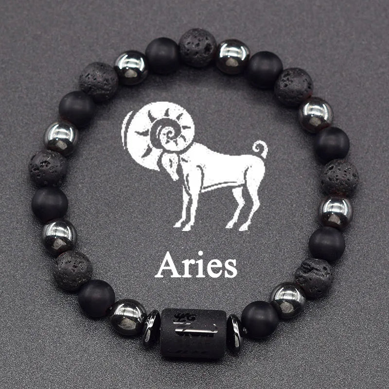 Zodiac Sign Beaded Bracelet 12 Constellations Aries