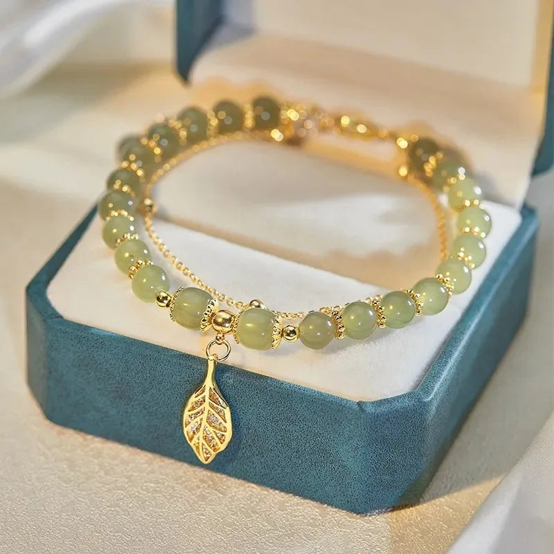 Green Leaf Bead Bracelet