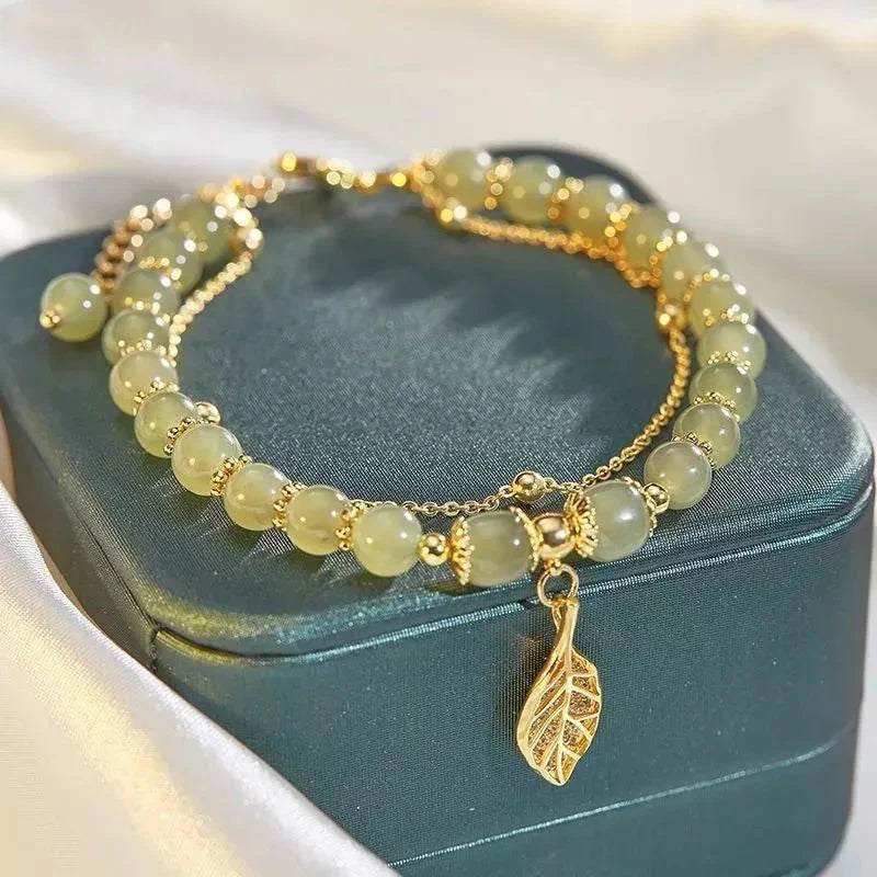 Green Leaf Bead Bracelet
