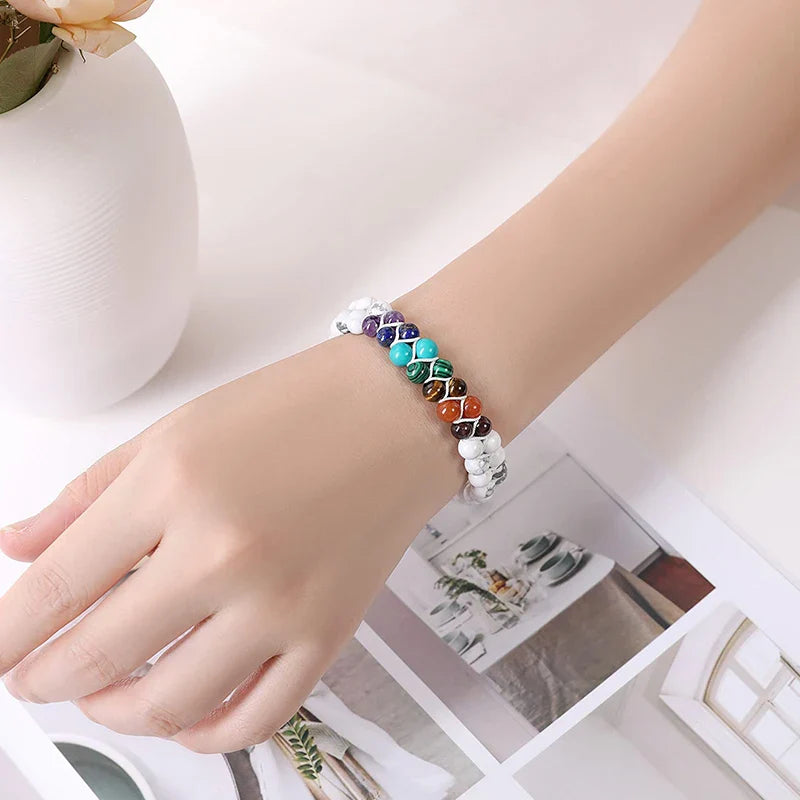 White 7 Chakra Stone Bracelet
