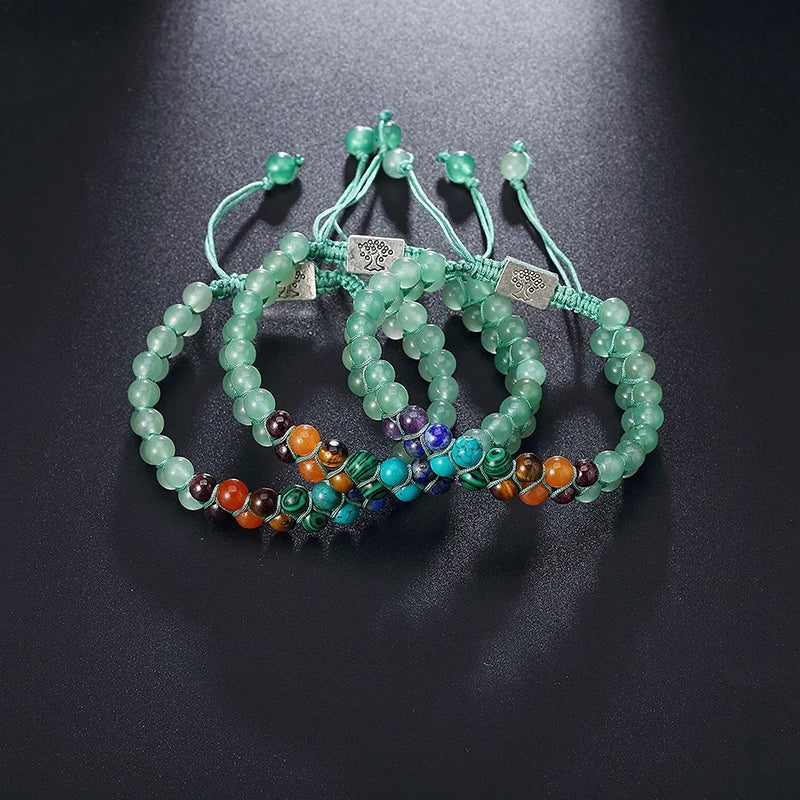 7 Chakras Stone Bracelet Green