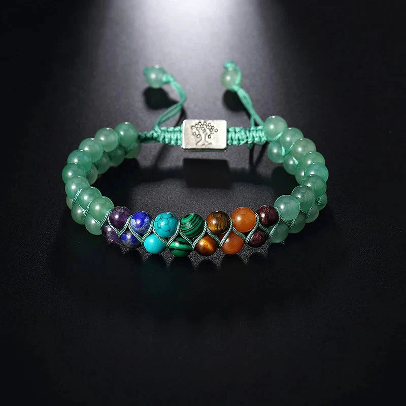 7 Chakras Stone Bracelet Green