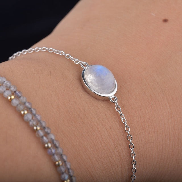 Moonstone Bracelet in Silver Fertility Chain