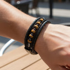 Tiger Eye Stone Leather Bracelet