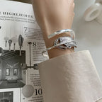 Silver-tone feather bracelet for women