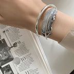 Silver-tone feather bracelet for women