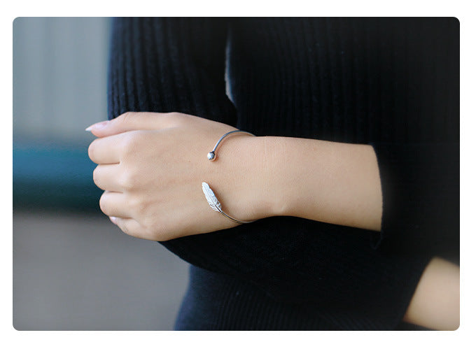 Silver Feather Bracelet