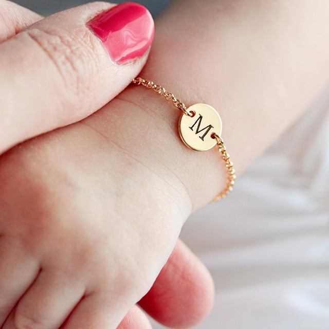 Personalized Baby Bracelet with First Name Initial Gold