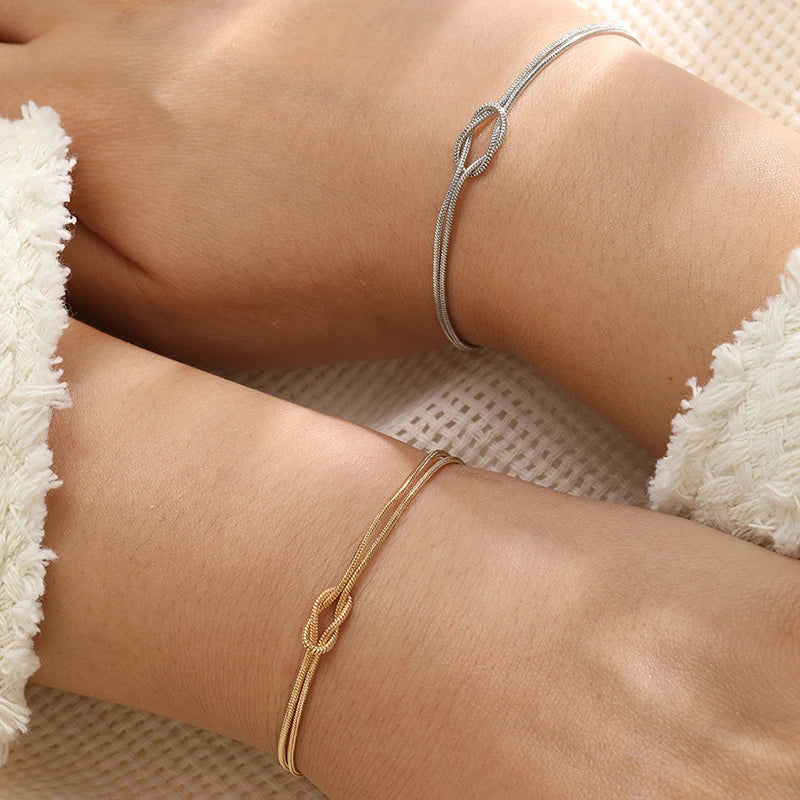 Couple Bracelet Intertwined Knot Gold and Silver (Set of 2 Bracelets)