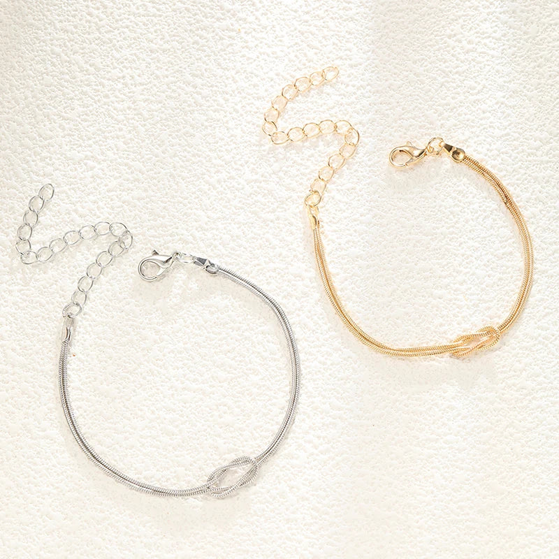 Couple Bracelet Intertwined Knot Gold and Silver (Set of 2 Bracelets)
