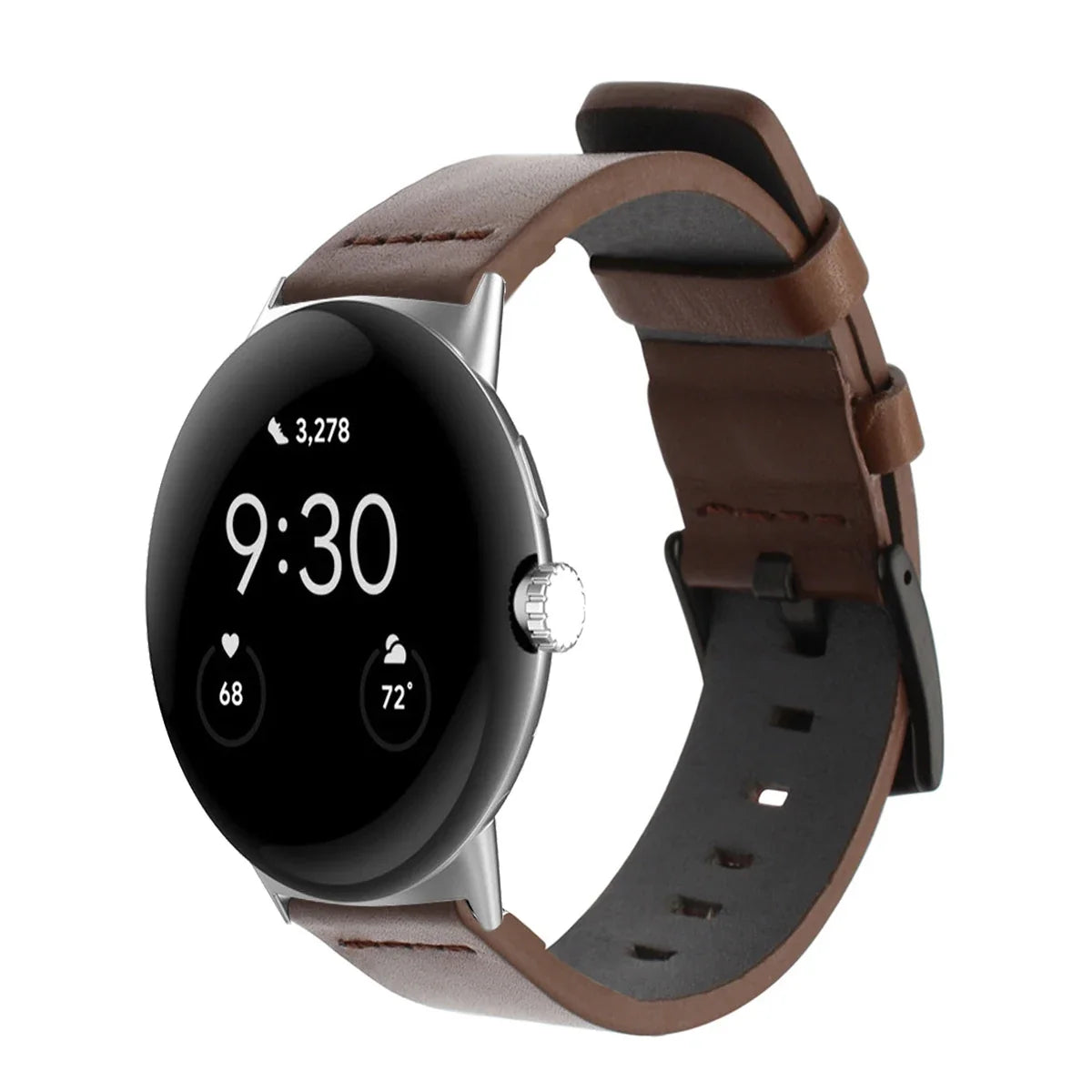 Brown leather band for Google Pixel Watch 1, 2, 3, 41mm 45mm
