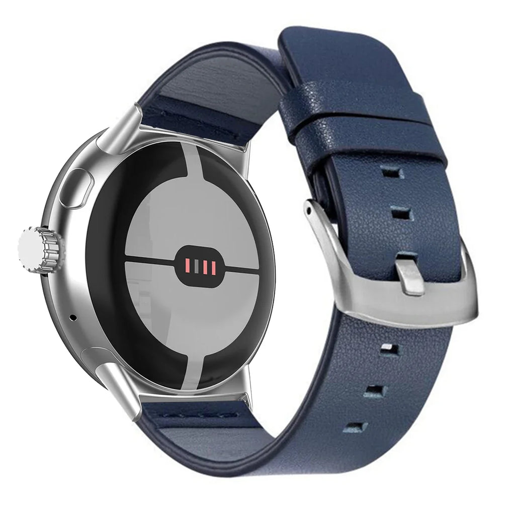 Brown leather band for Google Pixel Watch 1, 2, 3, 41mm 45mm blue