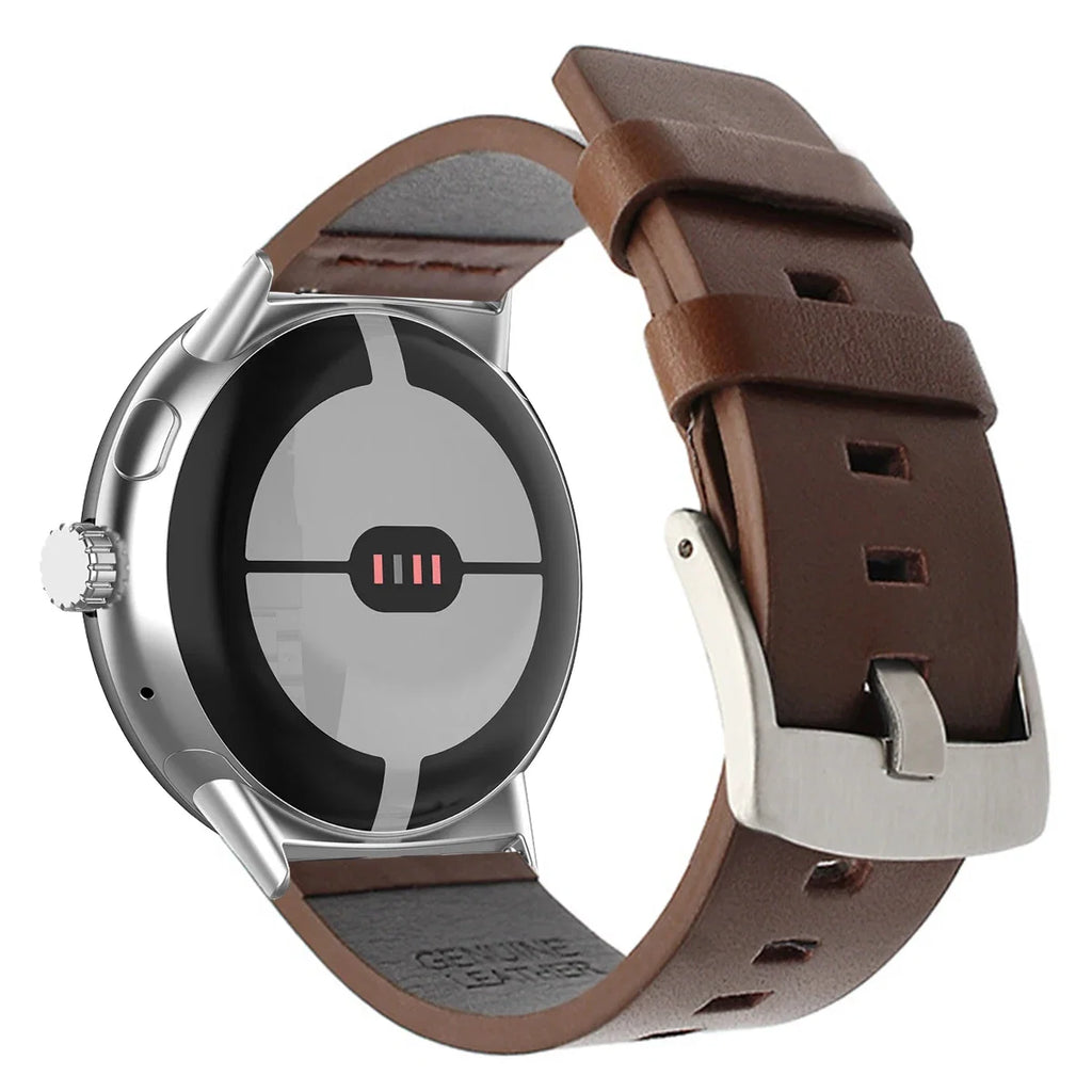 Brown leather band for Google Pixel Watch 1, 2, 3, 41mm 45mm