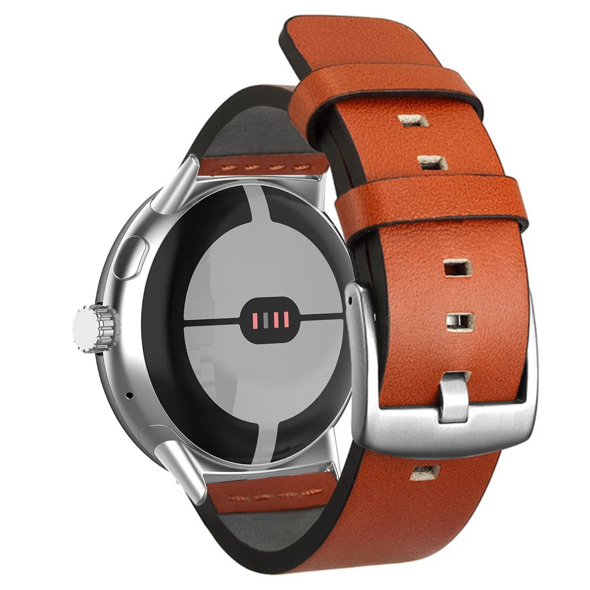 Orange leather band for Google Pixel Watch 1, 2, 3, 41mm 45mm