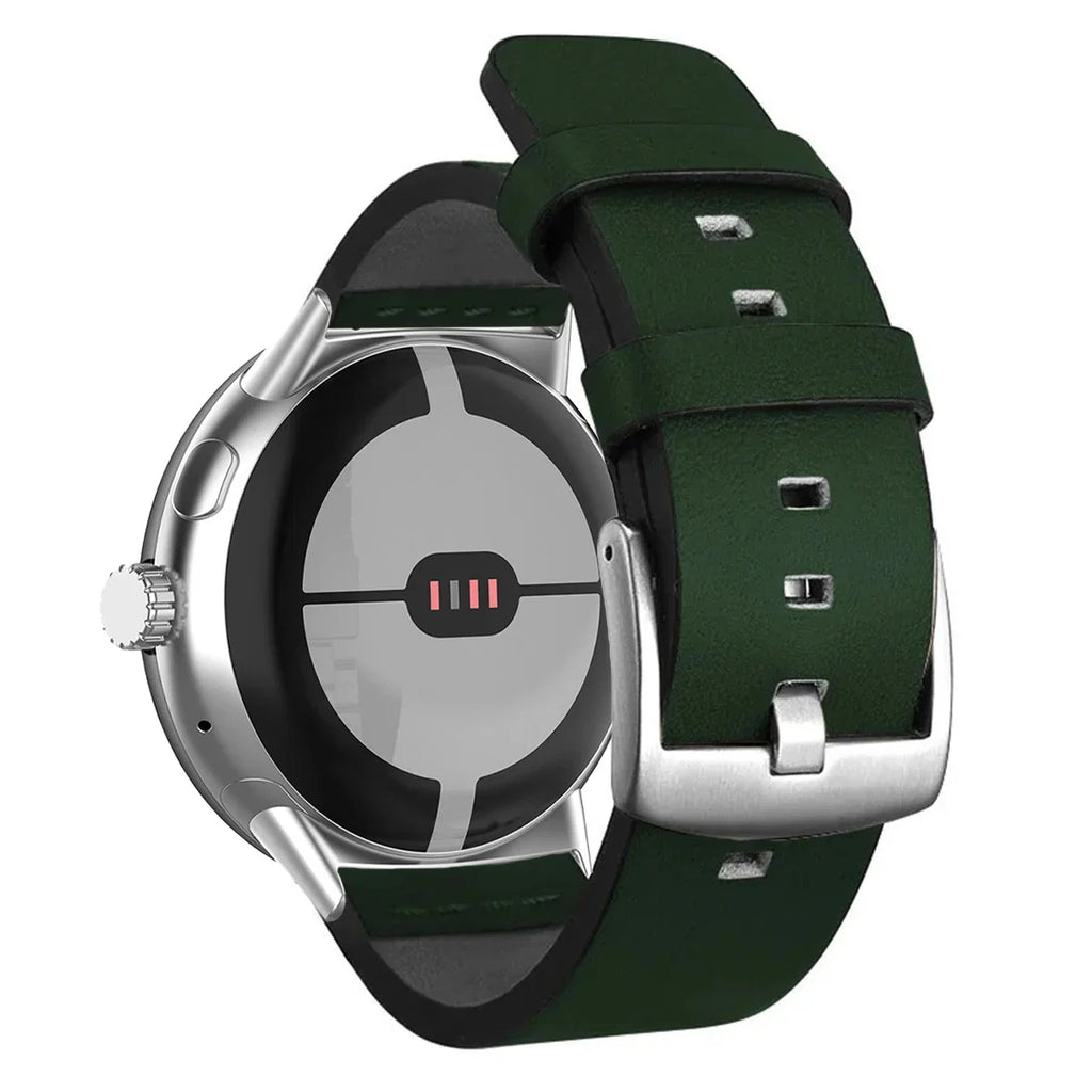Brown leather band for Google Pixel Watch 1, 2, 3, 41mm 45mm green
