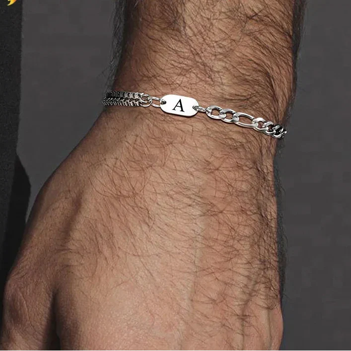 Men's initial bracelet a