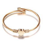 Adjustable Heart Curb Chain Bracelet for Women rose gold