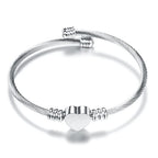 Adjustable Heart Curb Chain Bracelet for Women silver