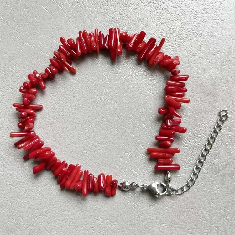 Adjustable red coral bracelet