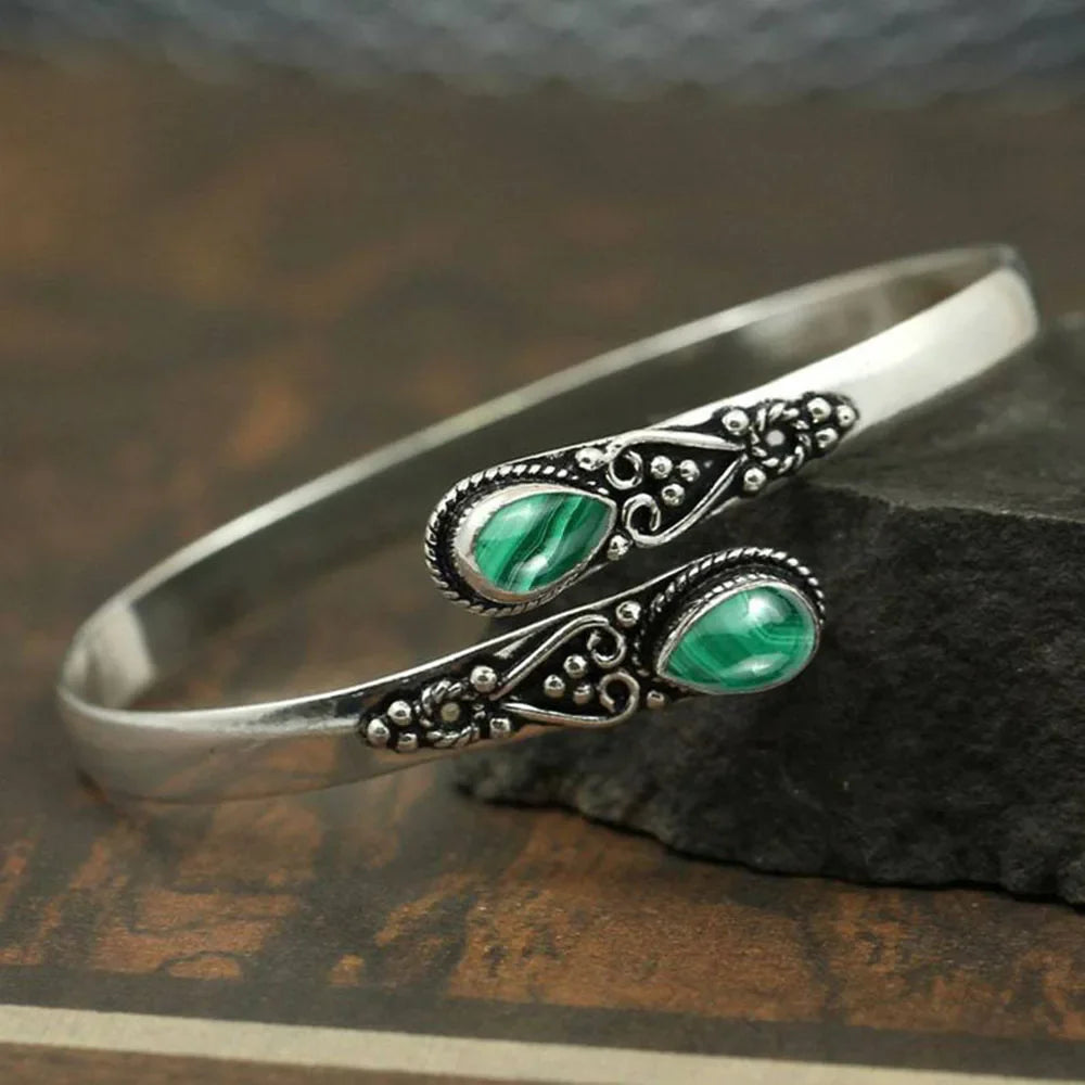 Retro Water Drop Gourmette Bracelet green
