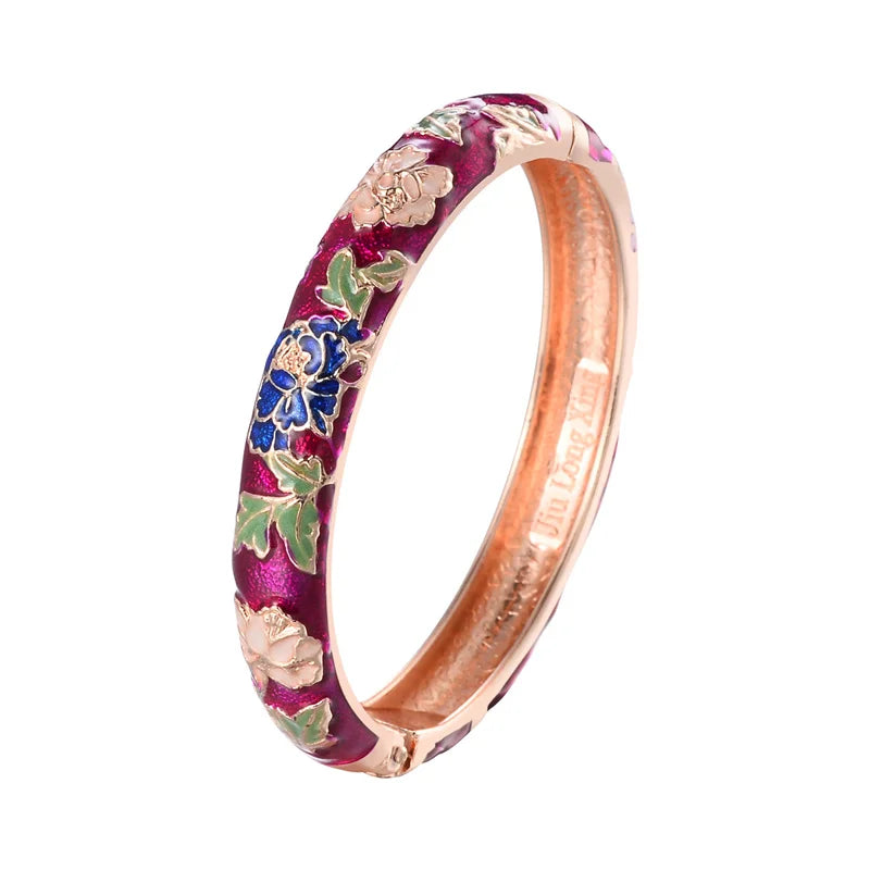 Romantic Bracelet Floral Chain Burgundy