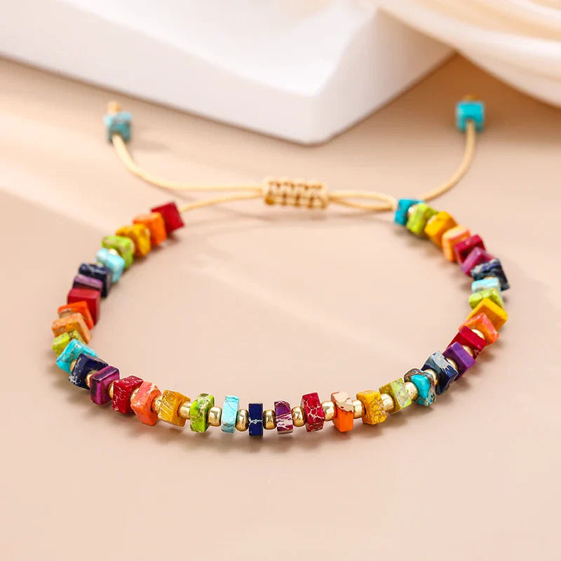 Tibetan Bracelet 7 Chakras Small Stones