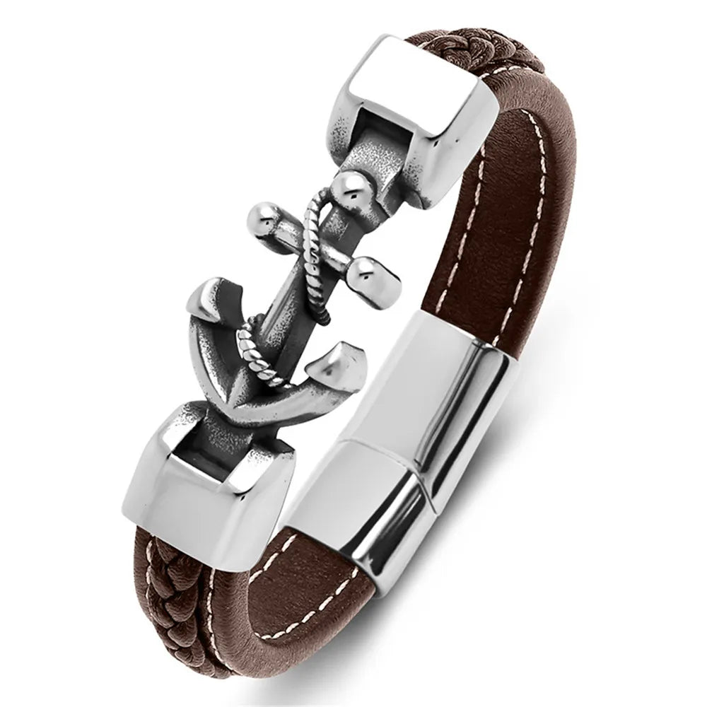 Brown anchor twisted bracelet