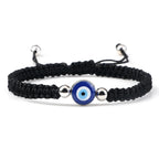 Braided Bracelet Against Evil Eye Blue Black and Silver