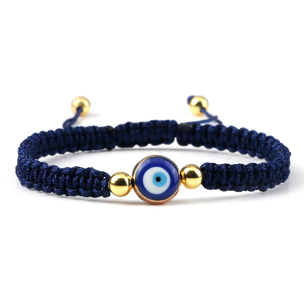 Braided Bracelet Against Evil Eye Blue Blue and Gold