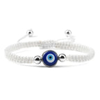 Braided Bracelet Against Evil Eye Blue White and Silver