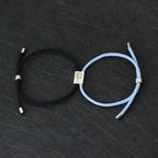 Braided ID Bracelets for Couples "Love" blue and black