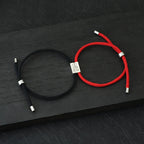 Braided ID Bracelets for Couples "Love" red and black