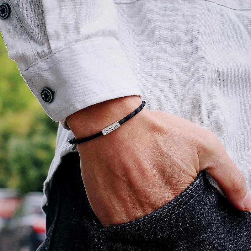 Braided ID Bracelets for Couples "Love" 