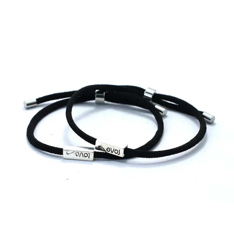 Braided ID Bracelets for Couples "Love" black and black