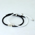 Braided ID Bracelets for Couples "Love" black and white