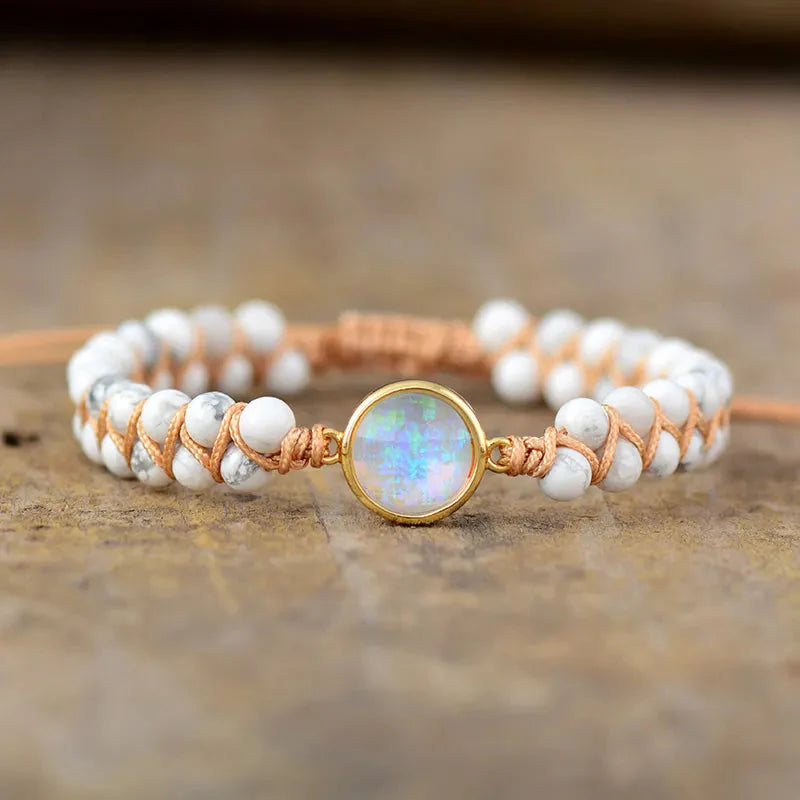 Braided Natural Stone Bracelet for Women Howlite