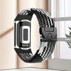 Braided watch band for Fitbit Charge 5, Charge 6 black and white