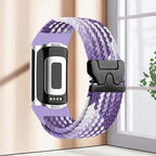 Braided watch band for Fitbit Charge 5, Charge 6 purple and white