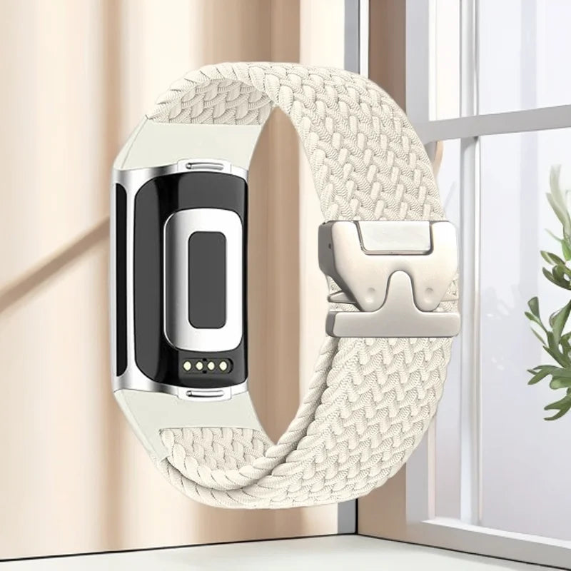Braided watch band for Fitbit Charge 5, Charge 6 white