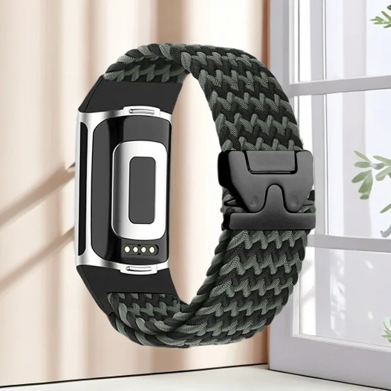 Braided watch band for Fitbit Charge 5, Charge 6 army green