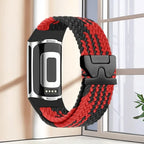 Braided watch band for Fitbit Charge 5, Charge 6 red black