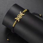 Triple Moon Braided Bracelet Witchcraft Wiccan Chain Black