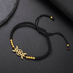 Triple Moon Braided Bracelet Witchcraft Wiccan Chain Black