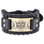 Triple Moon Leather Bracelet Wiccan Witchcraft 7