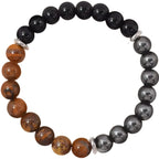 Triple Protection Bracelet Tiger's Eye Tourmaline and Hematite