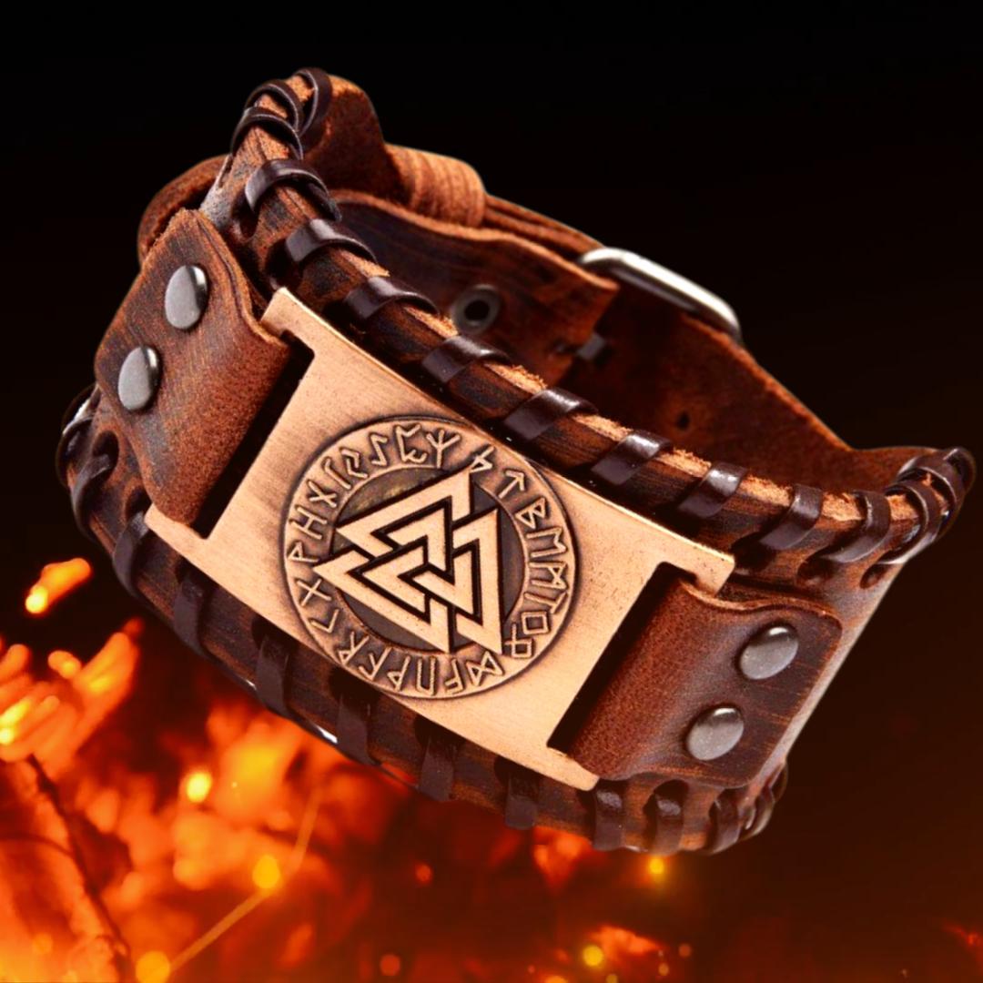 Brown Viking Valknut Bracelet