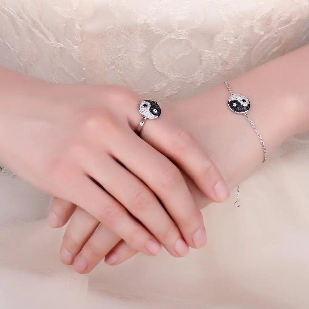 Yin Yang Bracelet with Rhinestones